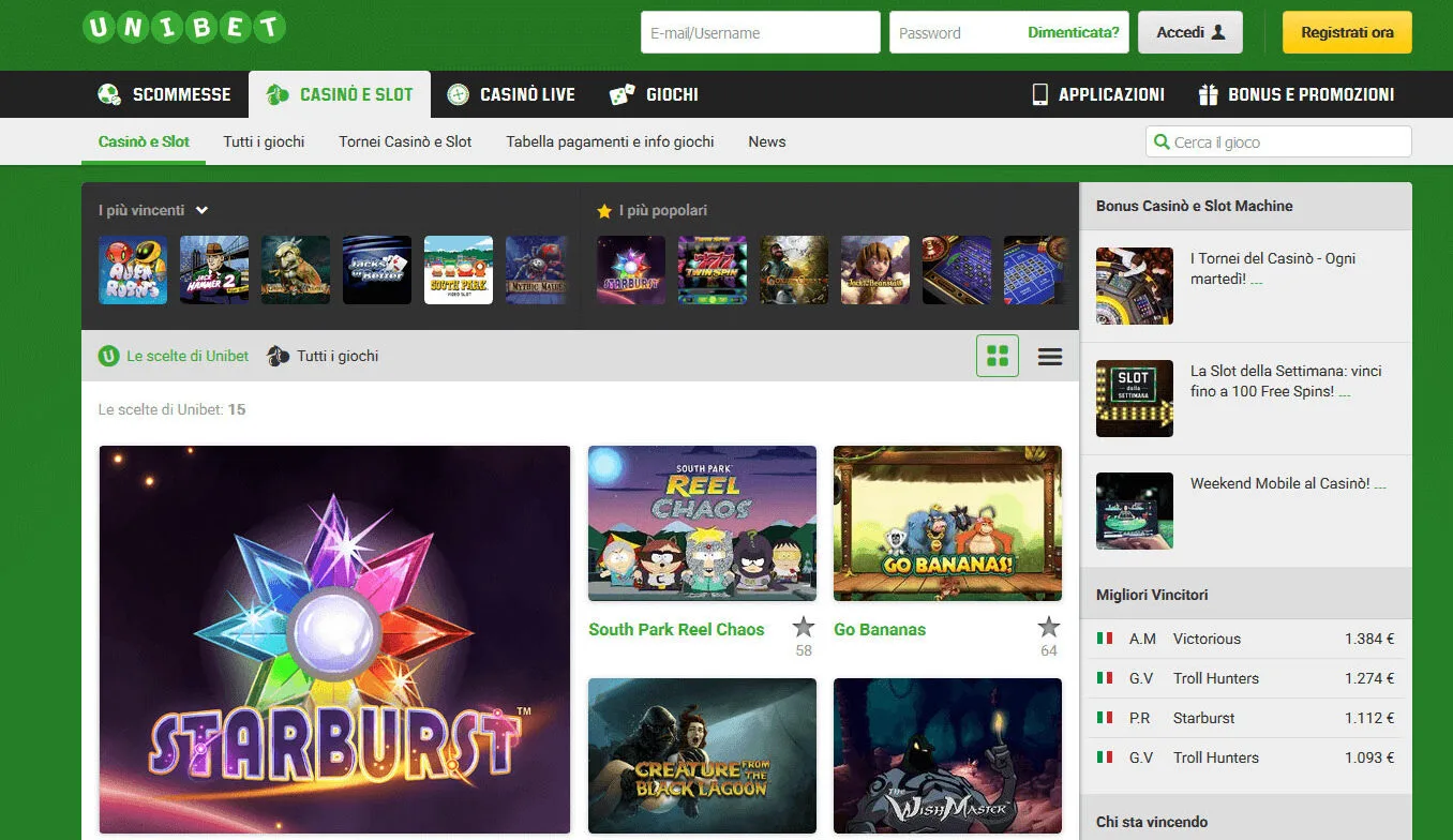 Unibet Casino spilleautomater