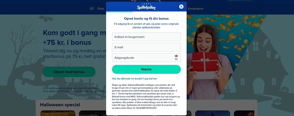 Spillehallen  casino Registrering