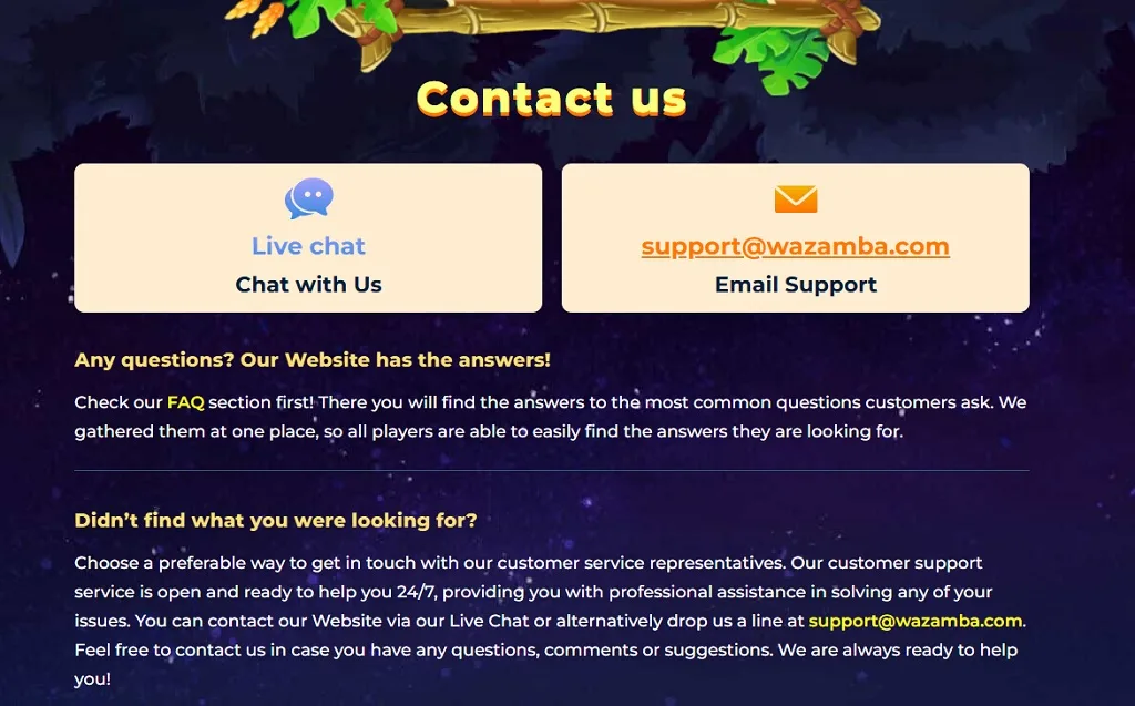 Wazamba casino Kundesupport