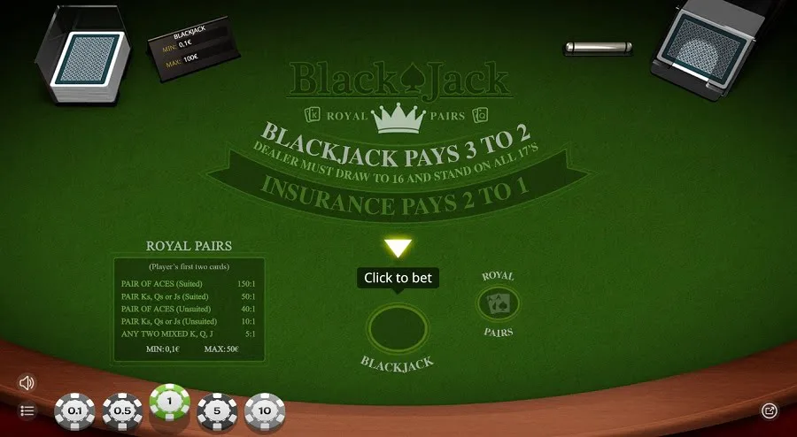 Blackjack Royal Pairs chance