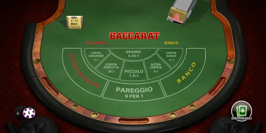 Elegante kort på Baccarat-bord