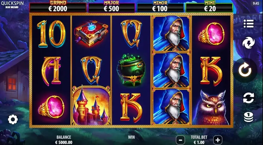 Spillefelt i Blue Wizard slot