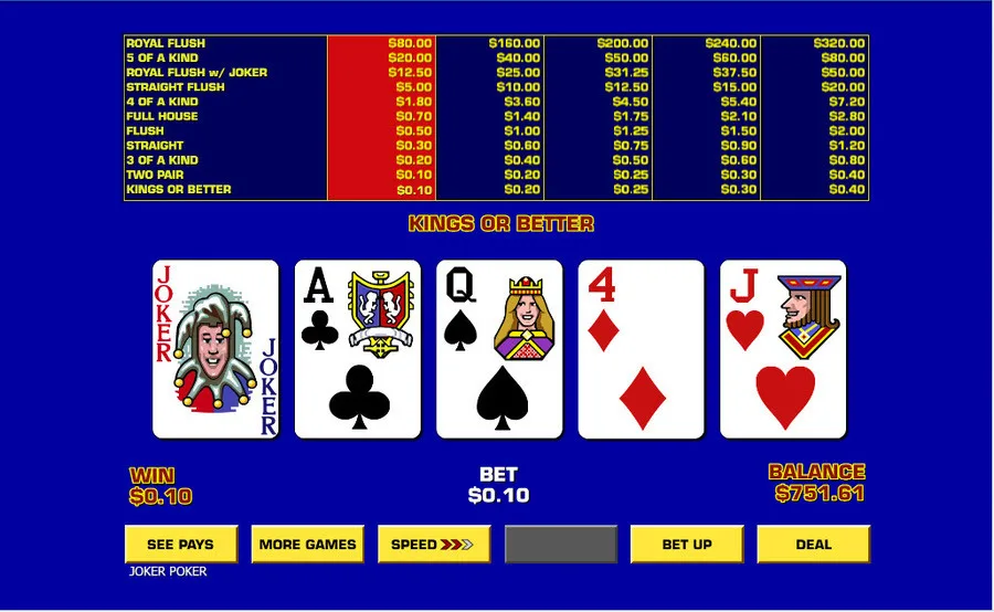 Strategiguide til King Video Poker