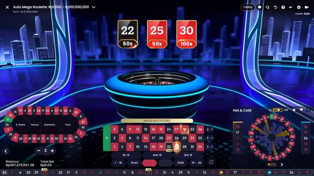 Pragmatic Play roulette interface