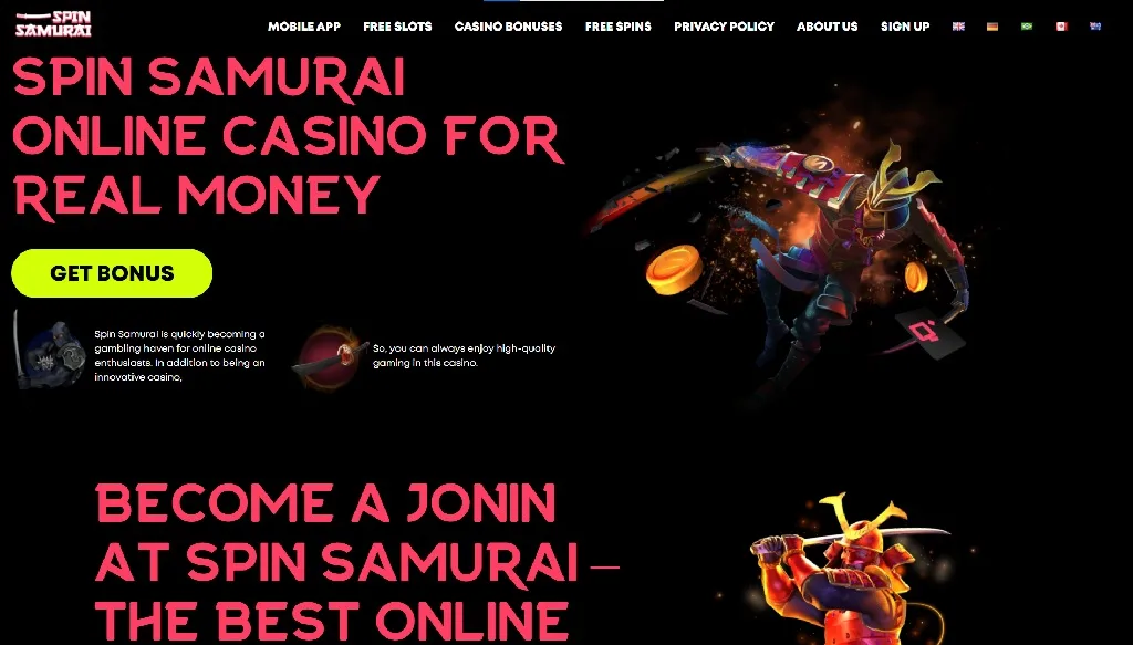 Spin Samurai casino hjemmeside