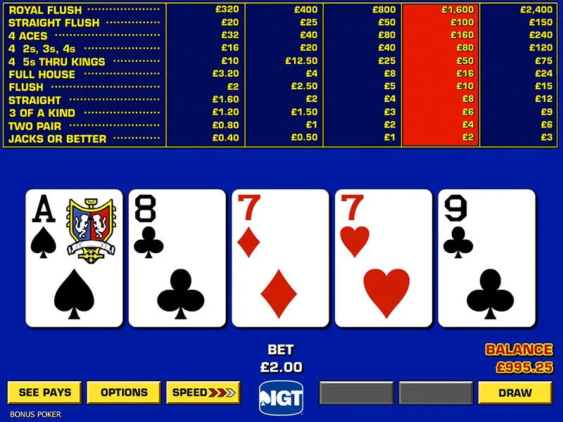 iSoftBet videopoker interface