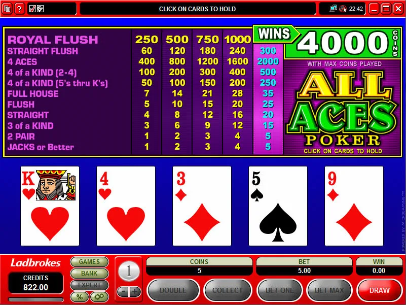 All Aces Poker grænseflade