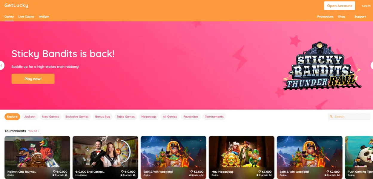 GetLucky Casino site