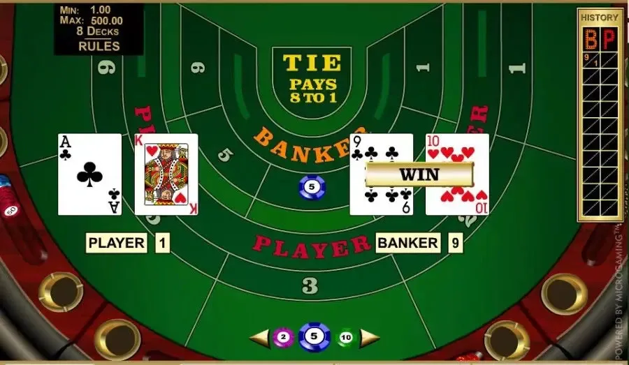 High Limit Baccarat interface